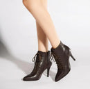 Women Winter Boots leather ankle boots woman ladies shoes High heels