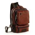 Leather Men Chest Bag Casual Male Sling Messenger Crossbody Bag For Men Single Shoulder Bag Travel Strap Chest Pack