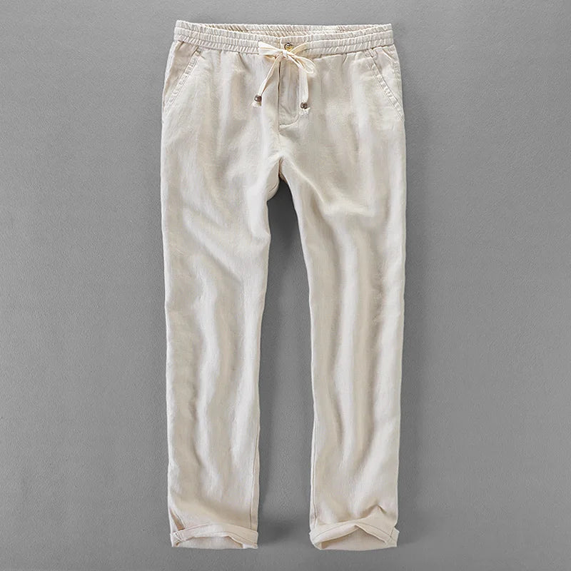 Linen pants men brand straight trousers men casual solid pants mens