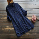 Spring Women Blouse Simple Style Turndown Collar Cotton Blouse Women Literary Shirt Top