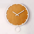 Swing Big Wall Clock Modern Design Frameless Living Room Craft Set Time Wooden White 12-14 Inch