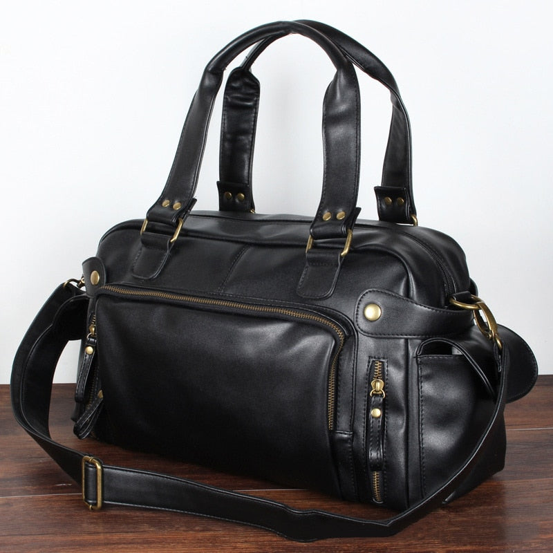 Male Travel Duffle Bag High Quality Leather Retro Sport Fitness Training Luggage Handbag For Man Crossbody Shoulder Bags