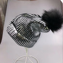 Women Winter Gold Silver Women Knitwear balaclava hair ball winter cap hats for women beanie hats