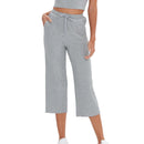 Knitted  Cotton Women's Pants Casual Loose Elastic High Waist Wide Leg Trousers With Pockets Sweatpants