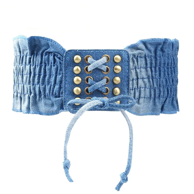 Dress Belts for Women Punk Denim Stretchy Female Skirt Belts Corset Casual Fabric For A Dress