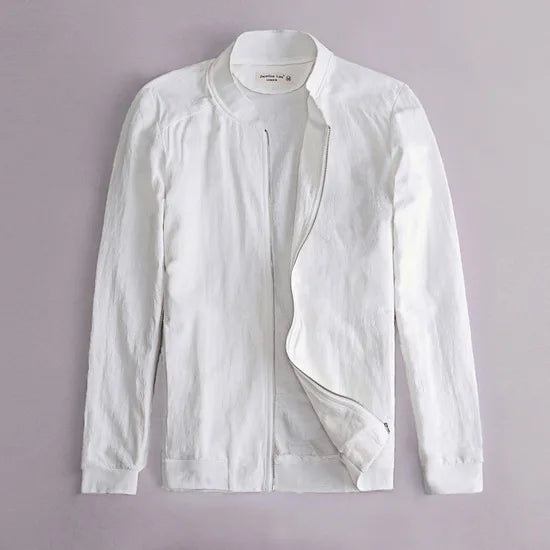 Simple Long-Sleeve Linen Men Jacket White Clothing Casual Brand Jackets for Men