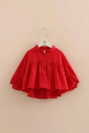 Spring Autumn Children Mandarin Collar Cotton Kids Baby Girl Blouse Shirt