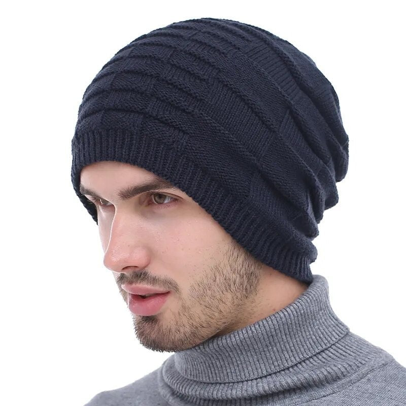 Knitted Men Skullies Beanies Winter Hats For Men Bonnet Caps Plain Male Warm Solid Winter Beanie Hat Cap