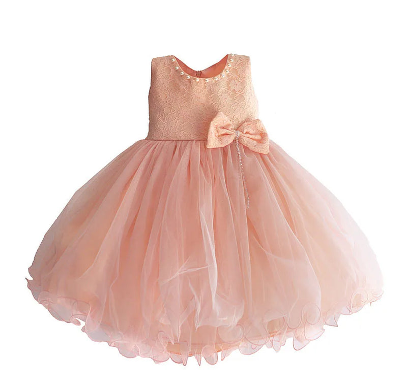 Girls Dress Pearl Collar Lace Flower Wedding Princess Dress Girls Clothes