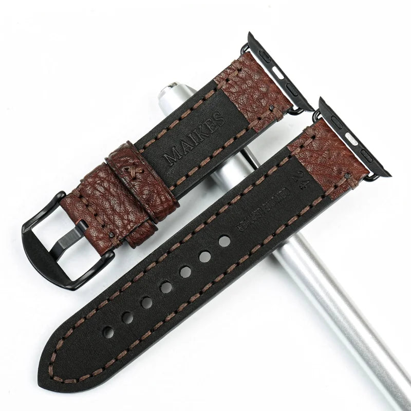 Genuine Leather Watch Strap Replacement For Apple Watch Band 44mm 40mm 45mm 41mm iWatch Watchband