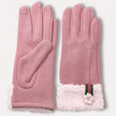 Female Winter Sports Fitness Warm Gloves Fashion Women Wrist Flowers Plus Cashmere Cotton Full Finger Touch Screen Gloves 13F