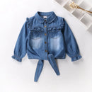 Girls Autumn Denim Shirts Knot Shirt Toddler Baby Girls Tops Outwear Spring