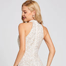 Evening dress zipper up neck sleeveless wedding party formal dress evening dresses