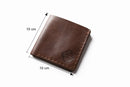 Handmade Leather Square Wallet Unisex Short Pocket Wallet with Coin Pocket