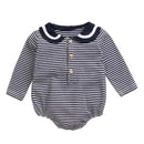 Autumn Baby Clothes Navy Collar Long Sleeve Striped Jumpsuit Active Unisex bodysuit toddler baby boy Outfits Cotton Infant sets