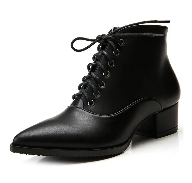 Leather Women Winter Boots woman Boots short plush insole zipper shoes