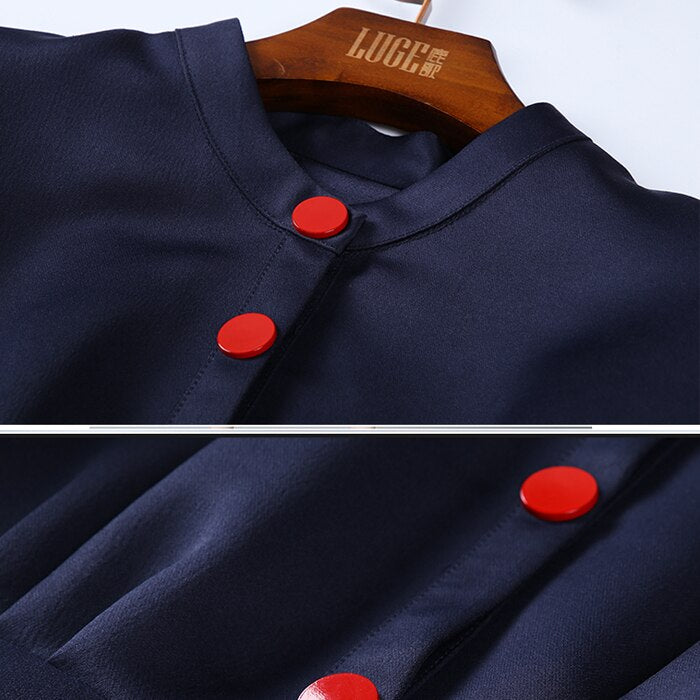 Spring Autumn Vintage Dresses Women Slim 3/4 Sleeve A Line Office Wear Dress Elegant Work Business Dresses