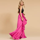 Dress evening dress scoop neck a line elegant sleeveless floor-length ruffles wedding party formal dress evening dresses
