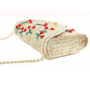Straw Beach Bag Handmade Cherry Embroidery Rattan Messenger Shoulder Bags For Women