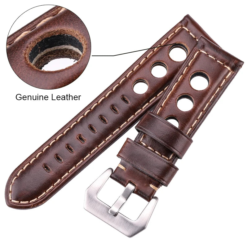 Watchbands 22mm 24mm Women Men Genuine Leather Watch Band Strap Belt With Pin Buckle