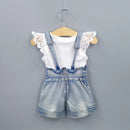 Baby Girl Overalls Summer Baby Clothing Sets Babe Girls Rompers With Cotton T Shirt Bow Suspender Shorts Infant Clothes