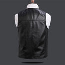 Men Motorcycle Jacket Leather Waistcoats Soft Black Vest High-end