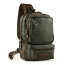 Leather Men Chest Bag Casual Male Sling Messenger Crossbody Bag For Men Single Shoulder Bag Travel Strap Chest Pack
