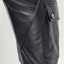 Men Leather Pant Biker Pants Motorcycle Punk Rock Pants man classic pocket leather pants leather trousers