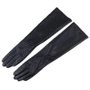 Women Winter Genuine Leather Thin Gloves Female Plaid Knitted Evening Show