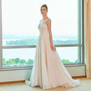 scoop neck wedding dress a line long sleeves appliques sequins lace floor length bridal outdoor church wedding dresses
