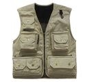 Beige vest with multiple pockets on a white background, Obroi
