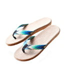Men Linen Flip Flops Sandals Flat Non-Slip Linen Slides Home Slippers Casual Straw Beach Shoes