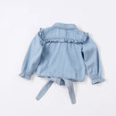 Girls Autumn Denim Shirts Knot Shirt Toddler Baby Girls Tops Outwear Spring