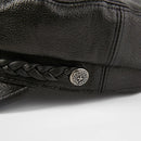 Genuine Leather Women Autumn-winter Cap Flat-top Black Outdoor Lady Hats