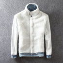 Men Winter Jacket Fleece Lined Outerwear Coat Fur Jacket Men Thick Warm Blue Black Denim Jackets