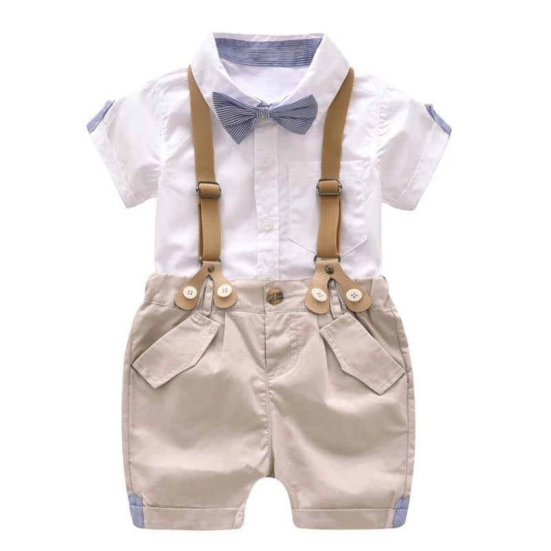 Formal Kids Toddler Boys Clothes Suit Summer Baby Shorts Clothing Set Children Shirt with Collar Wedding Party Costume