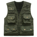 Green vest with multiple pockets on a white background, Obroi