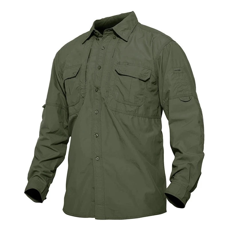 Men's Tactical Shirts Summer Lightweight Quick Drying Shirts Army Military Shirts Long Sleeve Outdoor Work Cargo Shirts