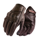 Motorcycle Gloves Men Touch Screen Brown Leather Electric Bike Glove Cycling Full Finger Motorbike Moto Bike Motocross
