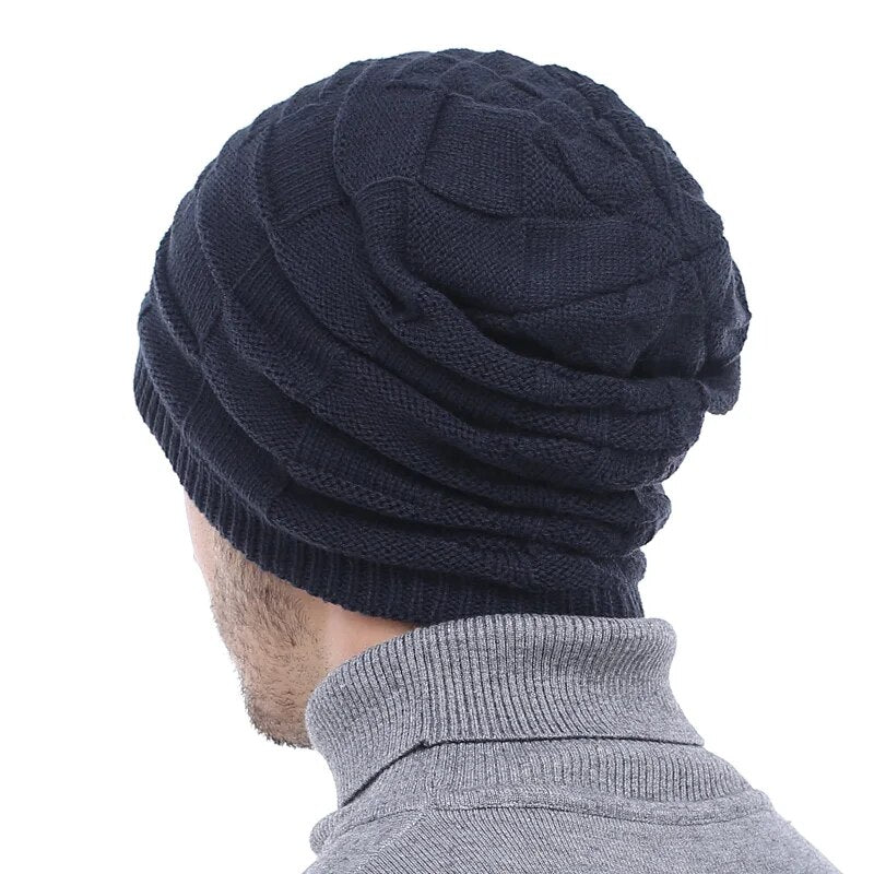 Knitted Men Skullies Beanies Winter Hats For Men Bonnet Caps Plain Male Warm Solid Winter Beanie Hat Cap