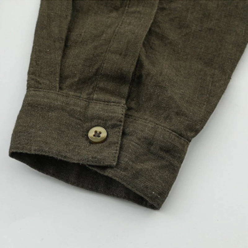 Spring Men Linen Shirts Breathable Tops Male Dress Shirts Clothes