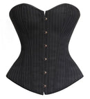Black Striped Overbust Corset Office Lady Corset Bustier Strapless Tops