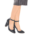 Women Mary Janes Velvet Pumps Ladies Buckle Pumps Ladies Party Dress