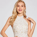 Evening dress zipper up neck sleeveless wedding party formal dress evening dresses