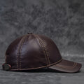 Winter Male Genuine Leather Baseball Caps Outdoor Hockey Golf Fishing Black/Brown Trucker Hat For Man