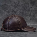 Winter Male Genuine Leather Baseball Caps Outdoor Hockey Golf Fishing Black/Brown Trucker Hat For Man