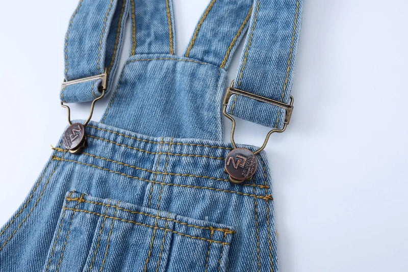 Spring Kids Overalls Slim Trousers Suspender Bib Denim Pants Kids Jeans Jumpsuit Clothes Children Clothing