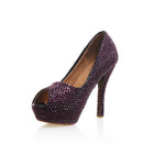 Crystal Bridal Wedding shoes Women High heels Pumps woman real leather Platform shoes