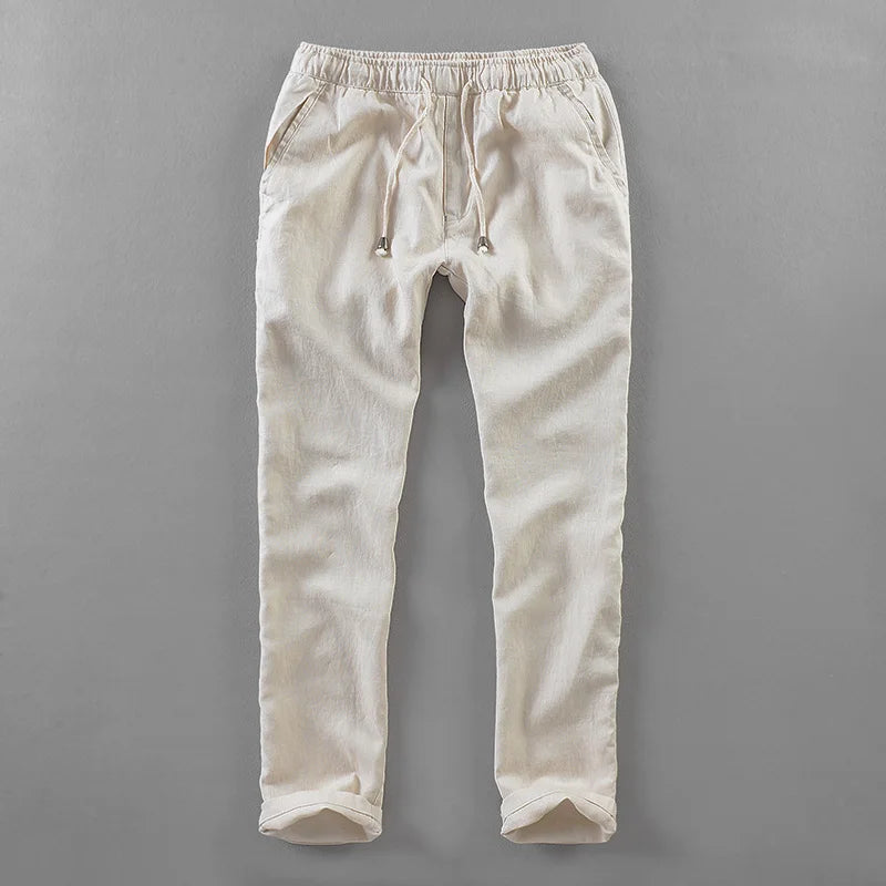 Men linen trousers men long elastic loose pants men