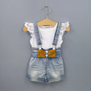 Baby Girl Overalls Summer Baby Clothing Sets Babe Girls Rompers With Cotton T Shirt Bow Suspender Shorts Infant Clothes